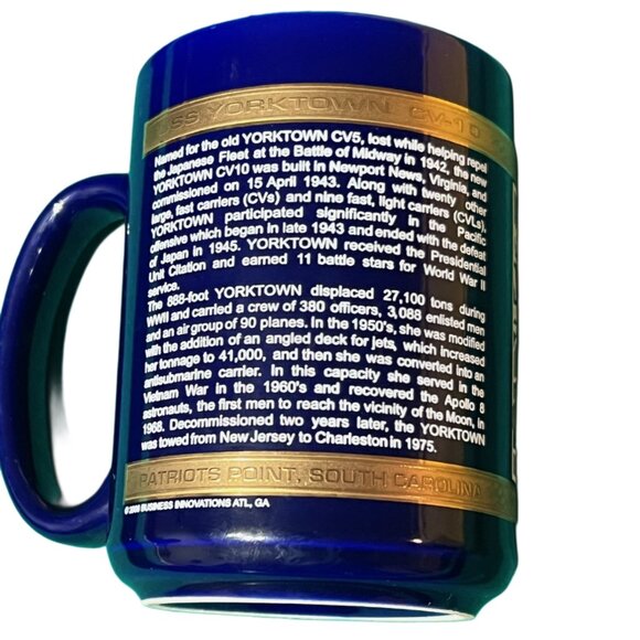 USS YORKTOWN CV-10 Navy Patriots Point, South Carolina Blue and 3-D Gold Coffee - Picture 3 of 6